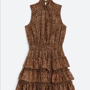 Smocked Neck Dress with Ruffle Tiered Skirt Size Medium